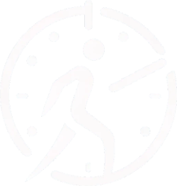 Man running in front of clockface